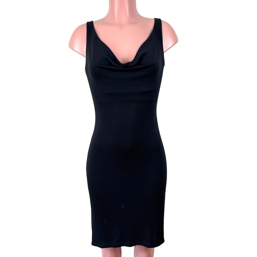 Y2K Black Cowl Neck Dress Candy Rain U.S.A. Medium sleeveless *flaw